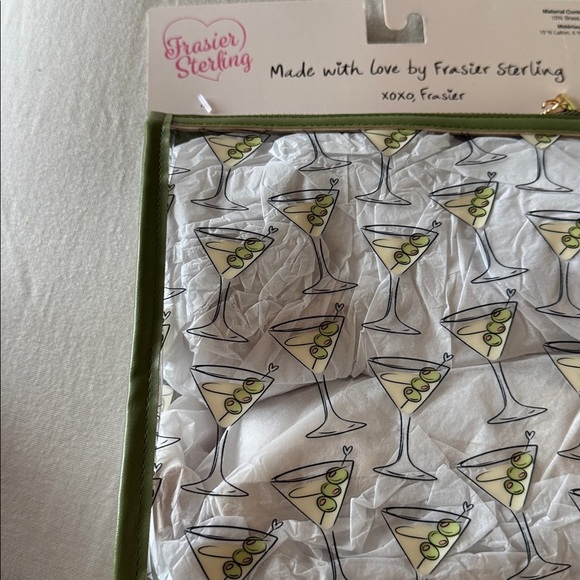 Frasier Sterling clear zipper closure martini graphics toiletry/makeup bag. NWT - Picture 4 of 5